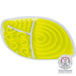 Lick\'n\'Snack plate, leaf, TPR/PP 28x21 cm Gul