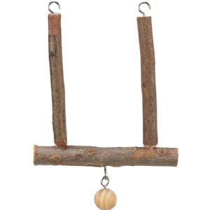 Trixie Fuglelegetøj Swing with bell bark wood 12 cm