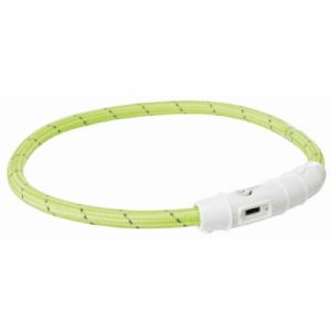 Trixie lysbånd med USB opladning til mellem store hunde 45 cm grøn - nylon