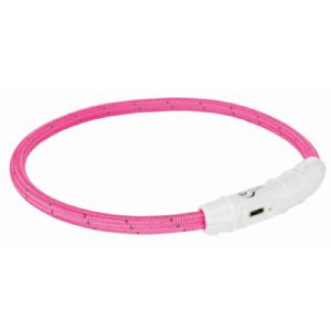 Trixie lysbånd med USB opladning til mindre hunde 35 cm pink - nylon